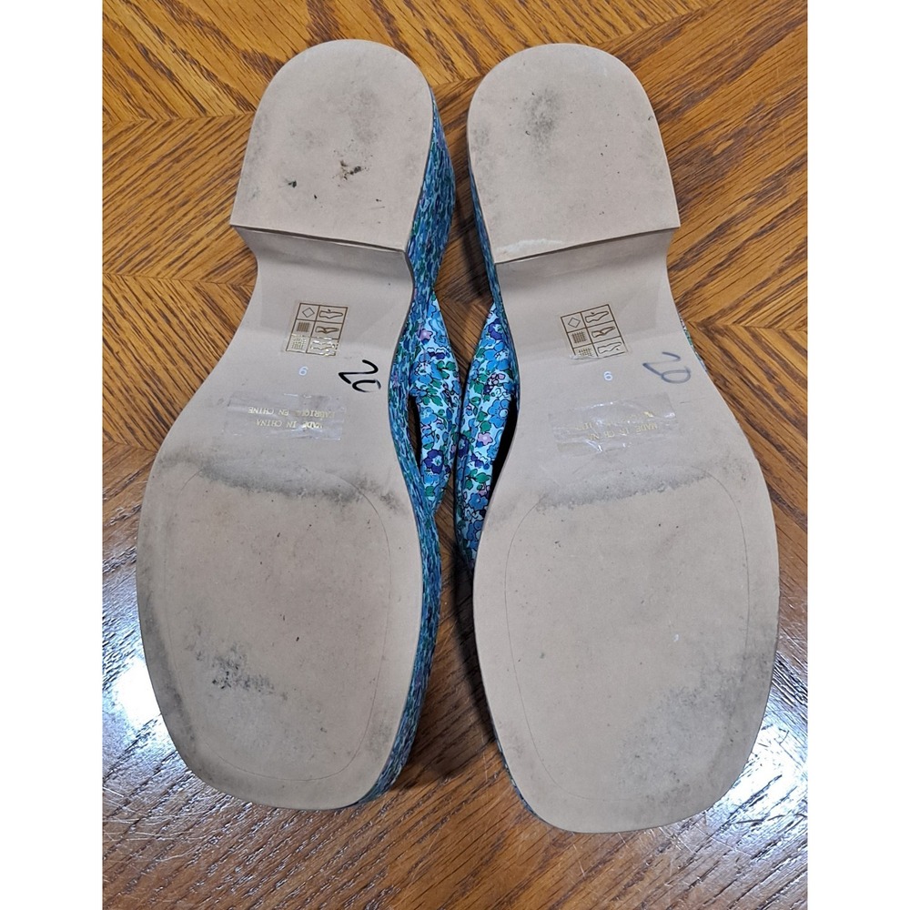 Jeffrey Campbell Luau Platform Flip Flop Sandals in Blue  Floral Size 9 - Picture 3 of 7